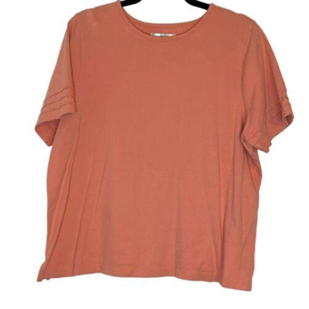 CJ Banks Women's 1X Blouse Light Orange Slit‎ Sides